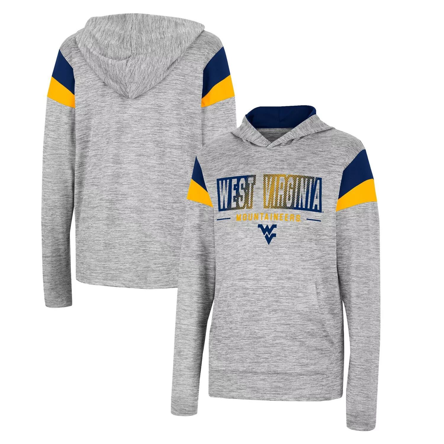 

Молодежная футболка Colosseum Heather Grey West Virginia Mountaineers Tartookas с капюшоном и длинными рукавами Colosseum