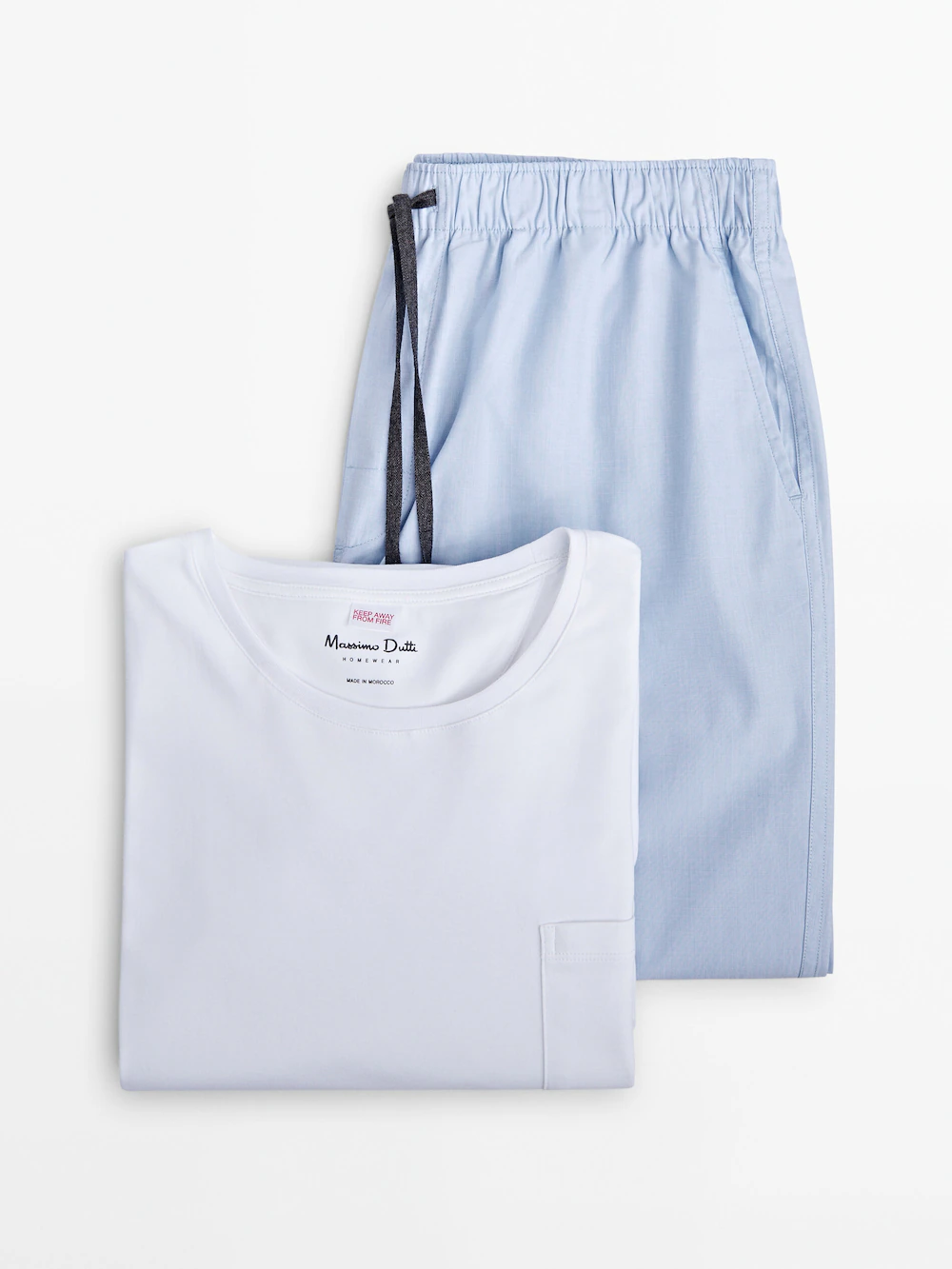 

Пижамные трусы fil-à-fil и топ с коротким рукавом Massimo Dutti, белый