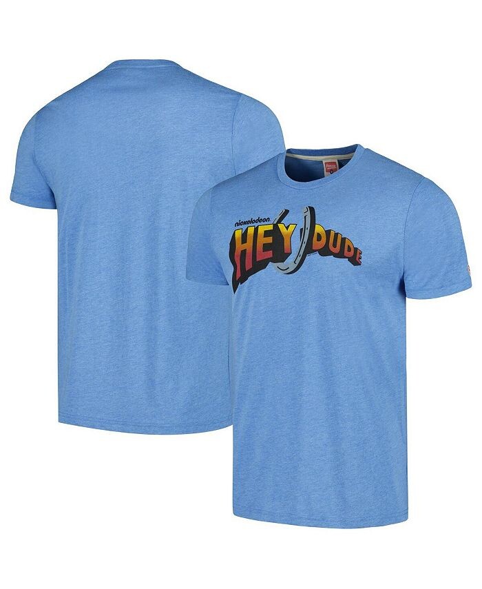 

Мужская и женская голубая футболка с рисунком Hey Dude Tri-Blend Homage, синий