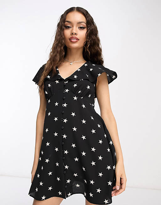 

Чайное платье мини со звездами и пуговицами ASOS DESIGN Petite