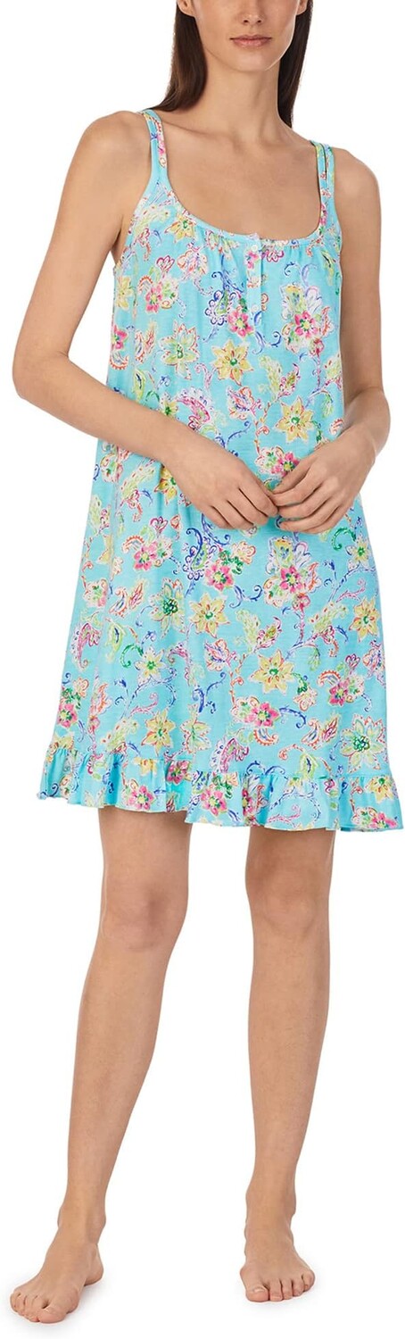 

Платье с двойным ремешком и оборками на подоле LAUREN Ralph Lauren, цвет Aqua Floral