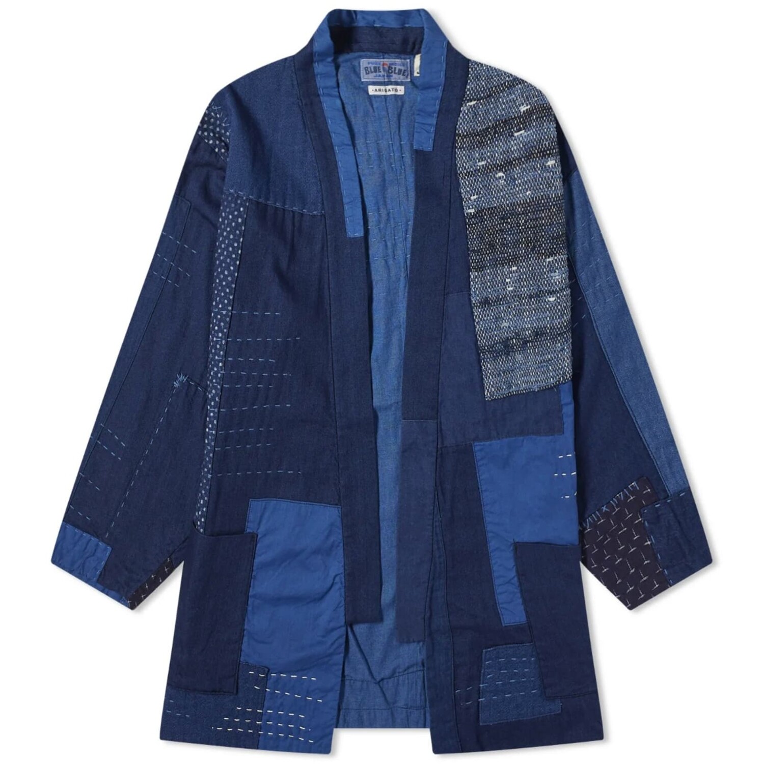 

Куртка Blue Blue Japan Patchwork Hand Stitched Haori, индиго