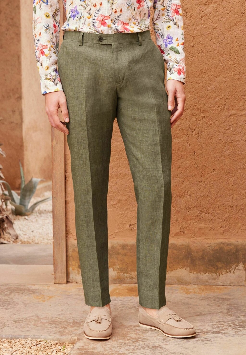 

Чино ITALIAN LINEN CHINOS SLIM FIT Next, цвет green