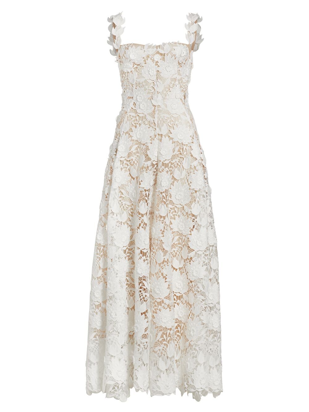 

Кружевное платье макси из гипюра Water Lily Oscar de la Renta, белый