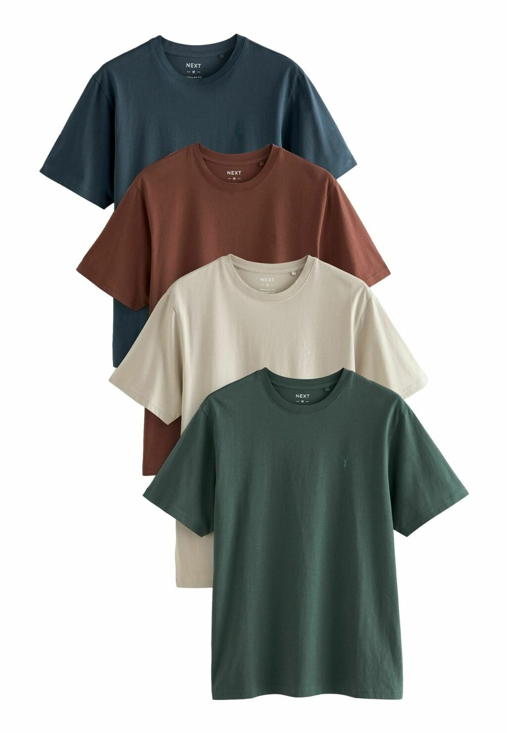 

Базовая футболка 4 Pack Regular Next, цвет blue light grey brown green