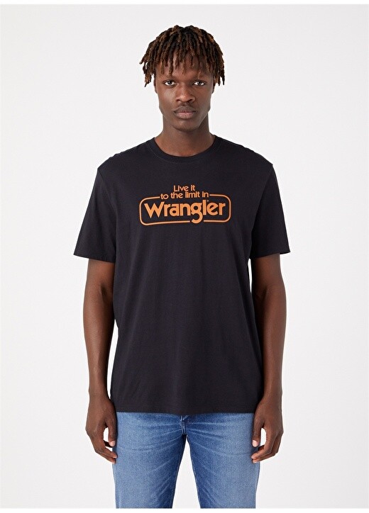 

Черная мужская футболка с круглым вырезом Wrangler, Черный