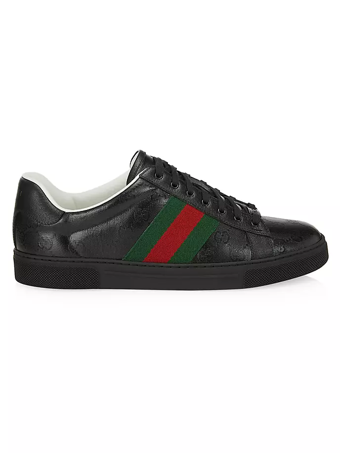 

Низкие кеды из парусины с узором GG и кристаллами Ace Gucci, черный
