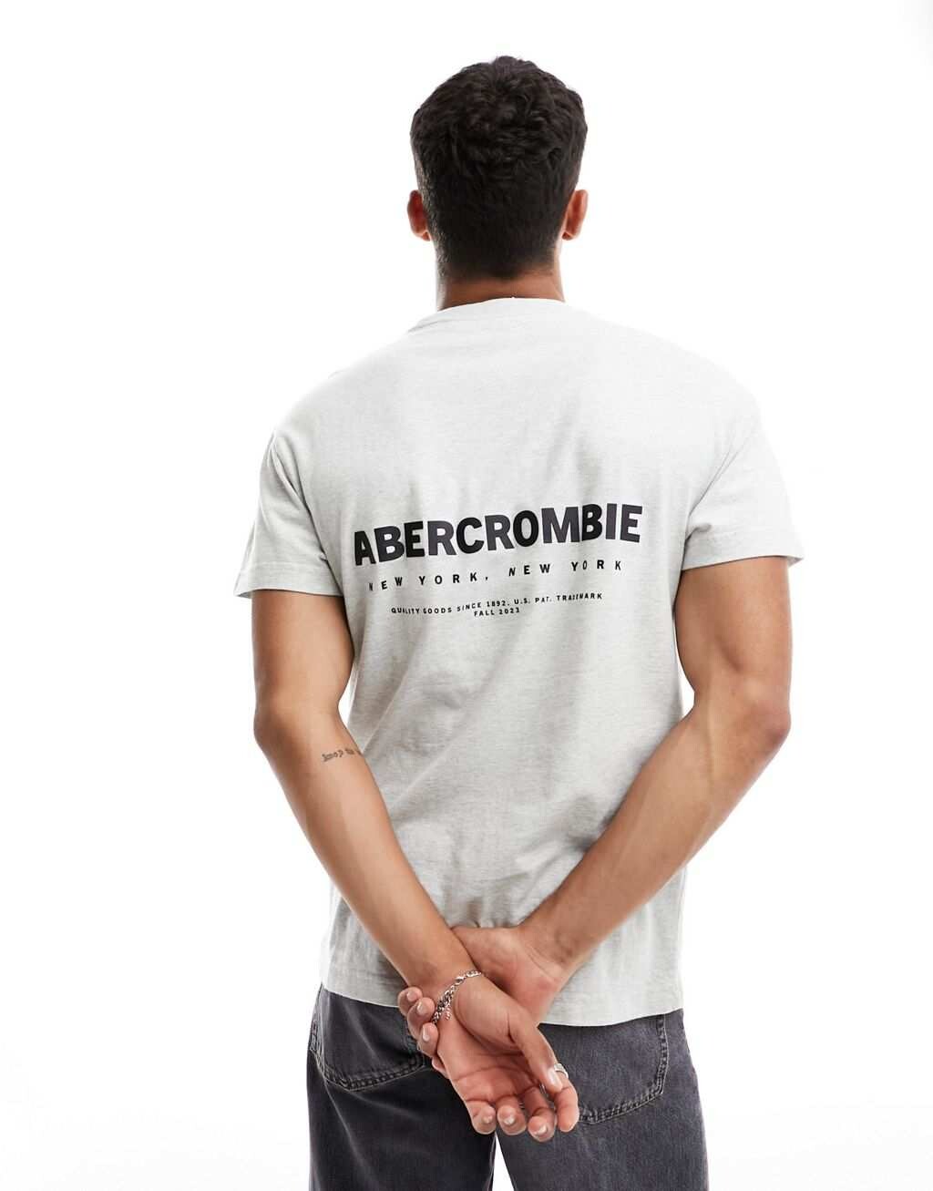 

Серая меланжевая футболка оверсайз с логотипом спереди и сзади Abercrombie & Fitch, Серый