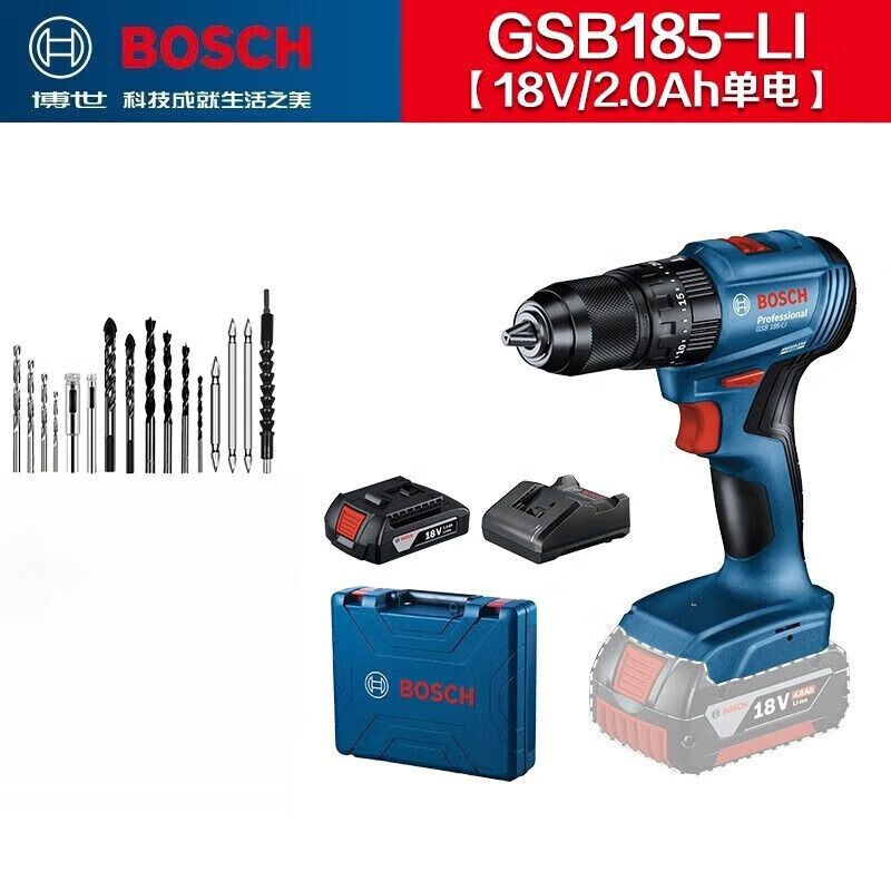 Дрель электрическая Bosch GSB185-Li + аккумулятор 18V/2.0Ah, зарядное устройство, кейс