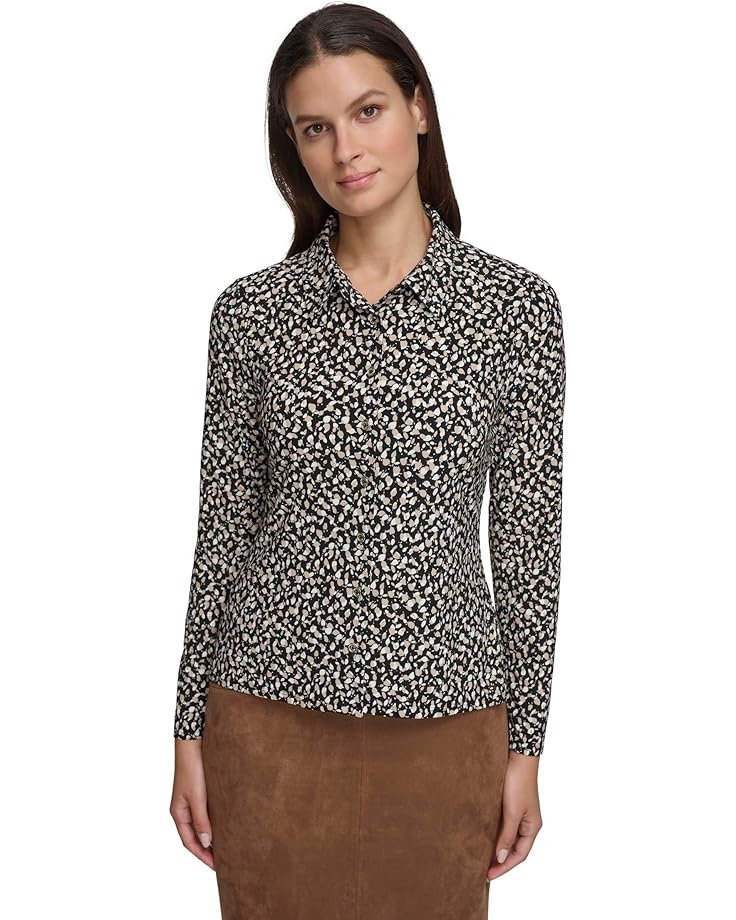 Топ Tommy Hilfiger Long Sleeve Button Front, цвет Sand Multi