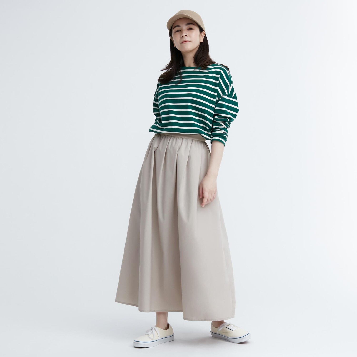 

Объемная длинная юбка Uniqlo, светло-серый