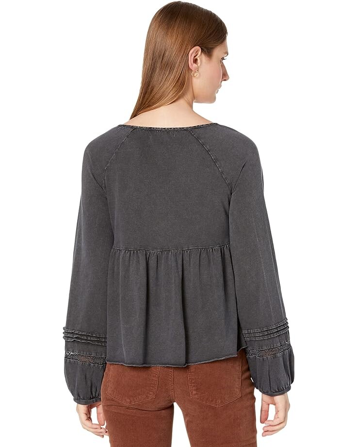 

Топ Lucky Brand Textured Babydoll Top, цвет Washed Black