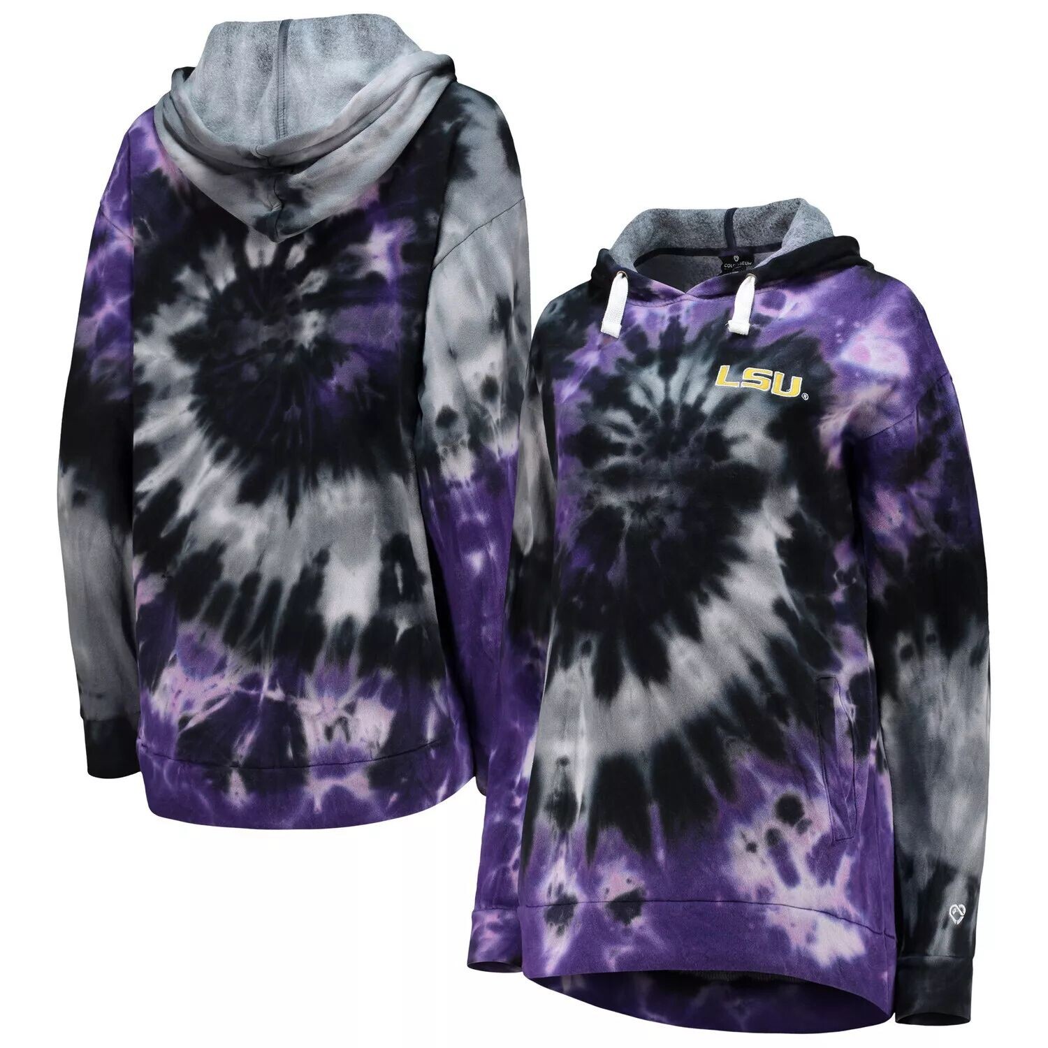 

Женский объемный пуловер с капюшоном Colosseum Purple LSU Tigers Slow Ride Spiral Tie Dye Colosseum