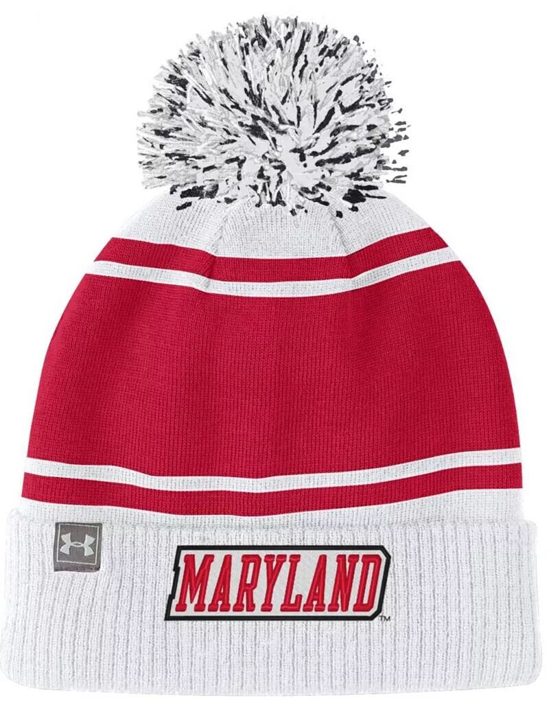 

Мужская белая вязаная шапка с помпоном Under Armour Maryland Terrapins