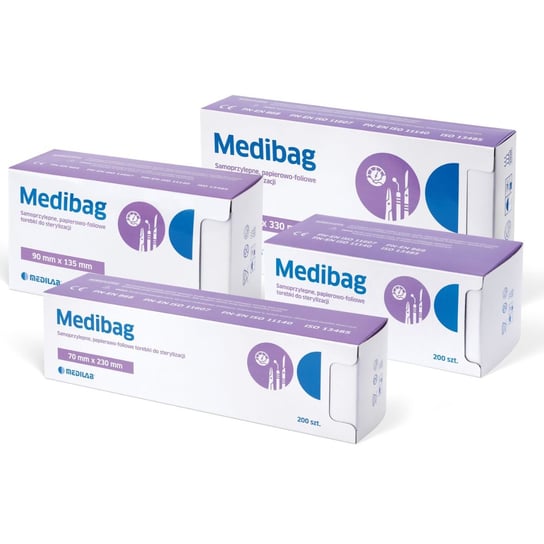 Пакеты для стерилизации 200 шт. 90 мм х 135 мм Medibag, MEDILAB