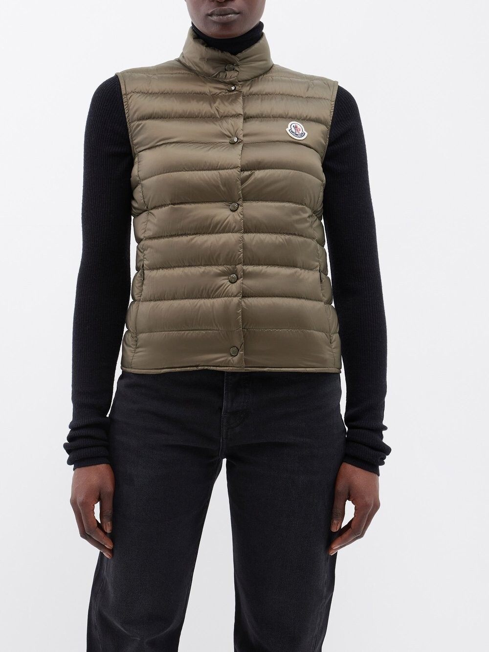 

Стеганый пуховый жилет liane с нашивкой-логотипом Moncler, хаки коричневый