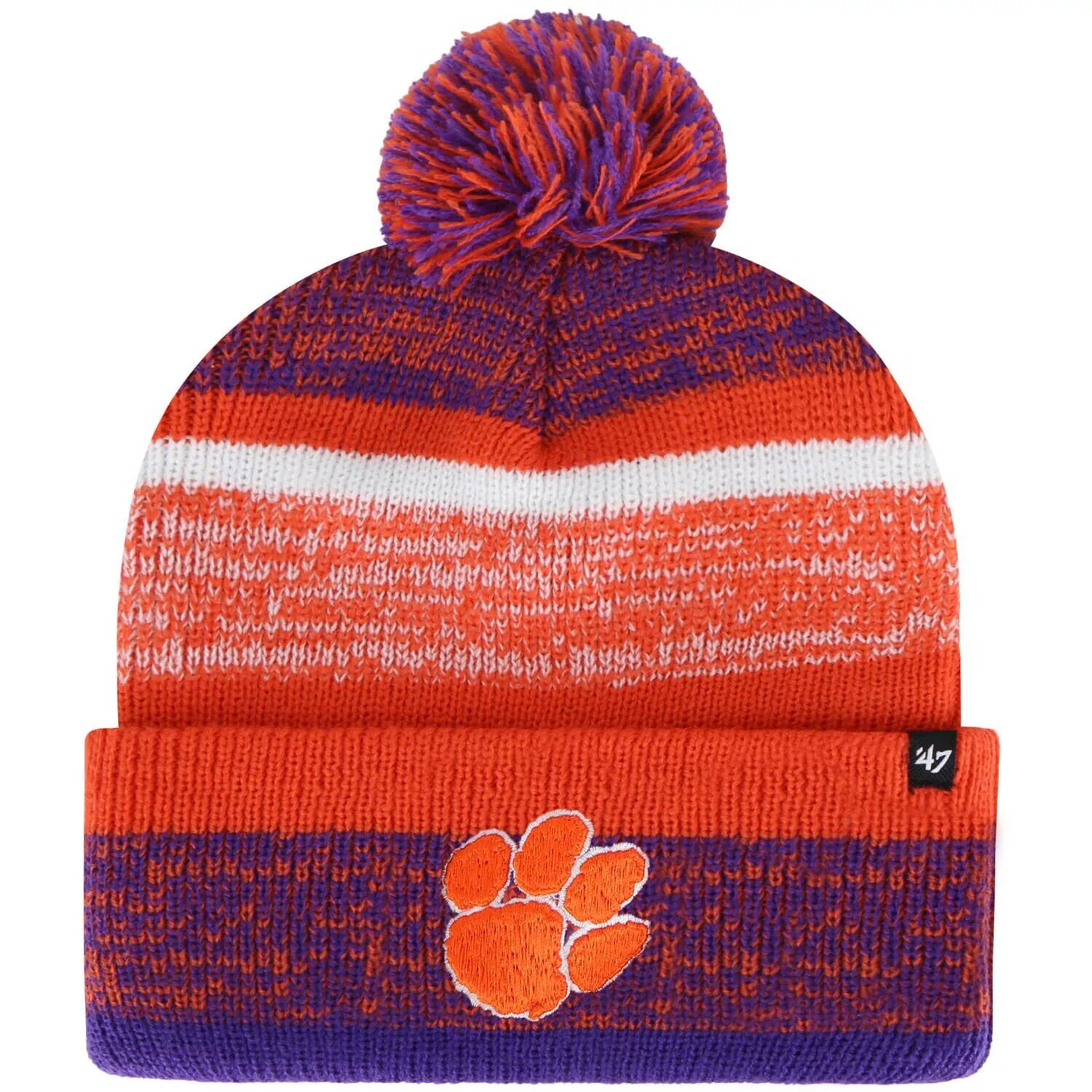 

Мужская оранжевая вязаная шапка с манжетами и помпоном '47 Clemson Tigers Northward 47 Brand