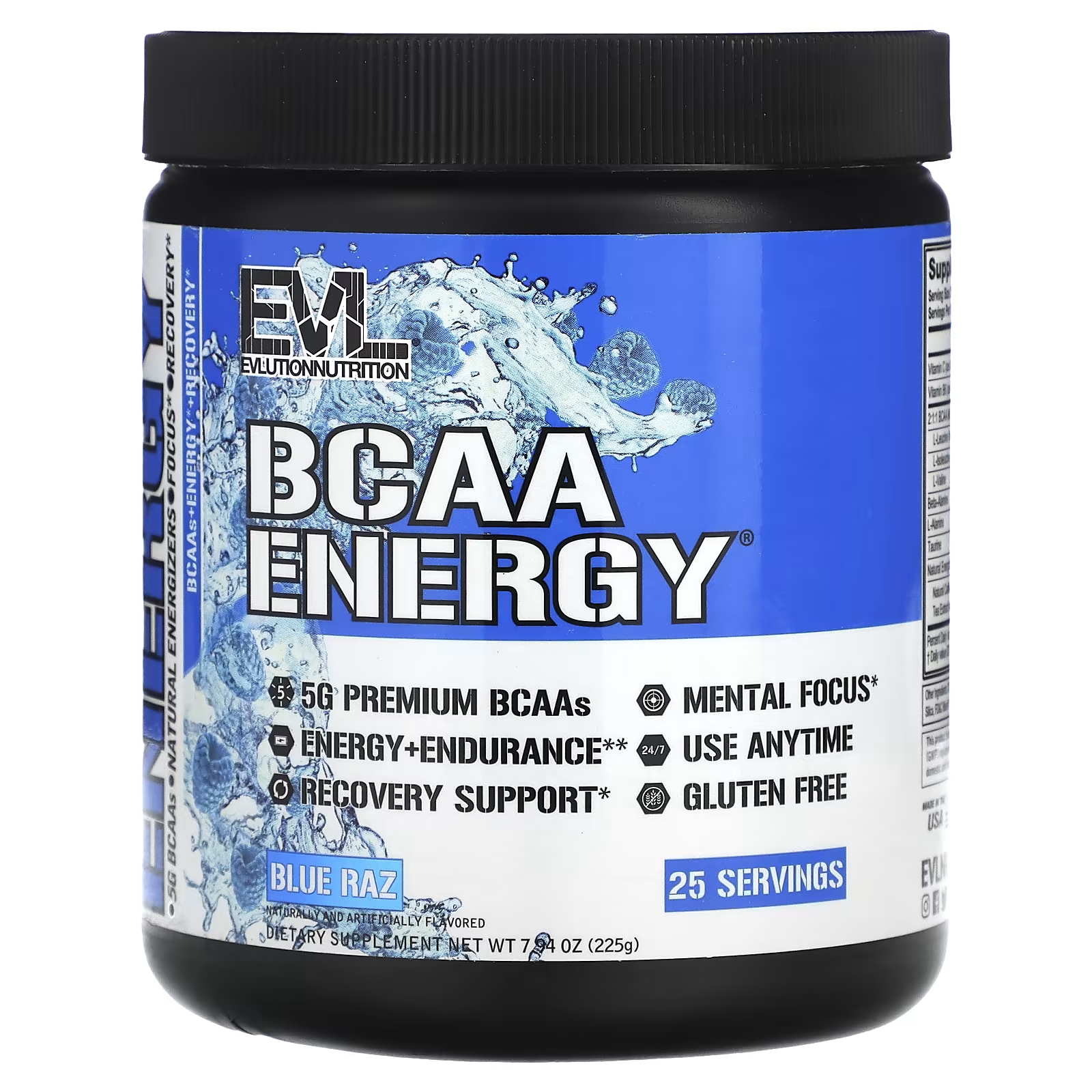 Пищевая добавка EVLution Nutrition BCAA Energy Blue Raz, 225 г пищевая добавка metabolic nutrition bcaa 300 г