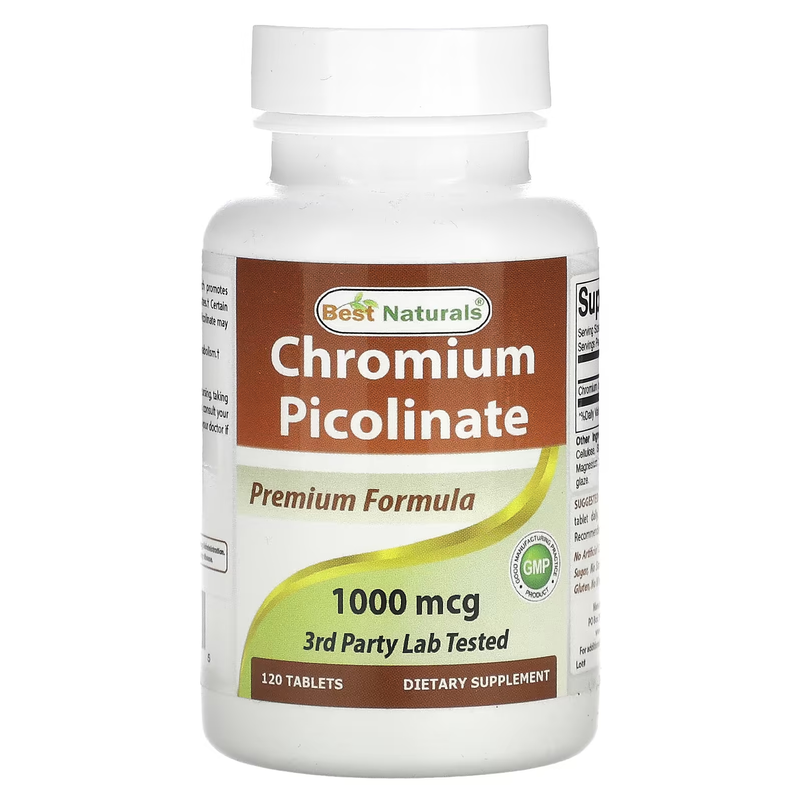 Пиколинат хрома Best Naturals 1000 мкг 120 таблеток best naturals витамин b 12 метилкобаламин 6000 мкг 120 таблеток