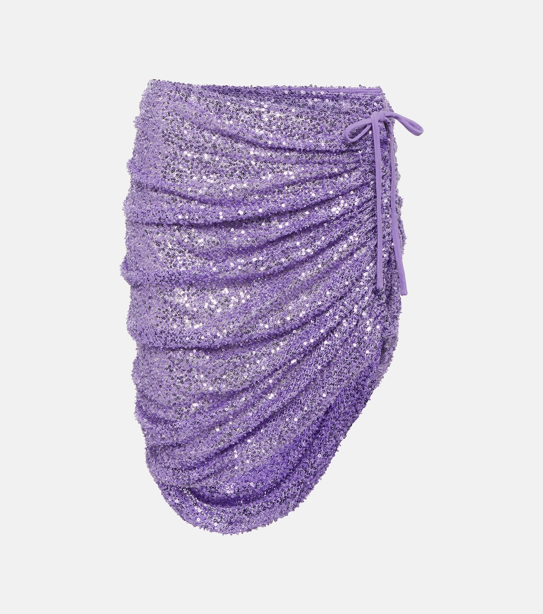 Мини-юбка с пайетками и сборками SELF-PORTRAIT, фиолетовый