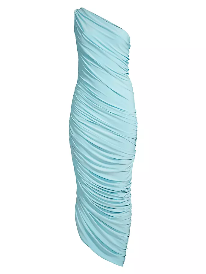 Платье на одно плечо со сборками Diana Norma Kamali, синий