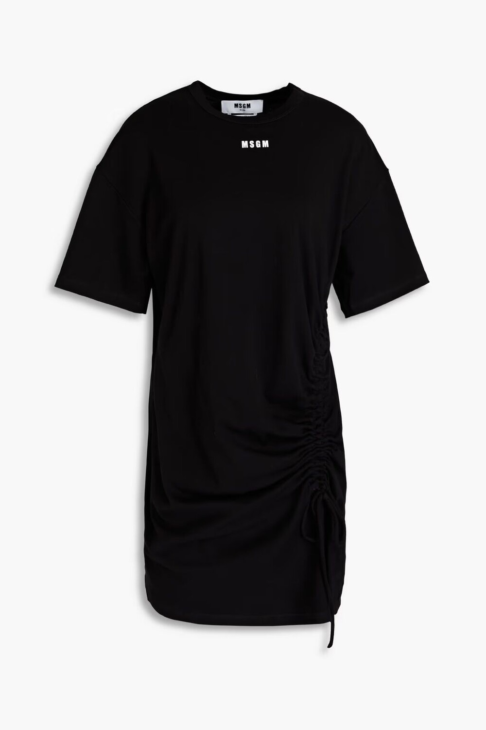 

Платье мини из хлопкового джерси со сборками и логотипом Msgm, черный