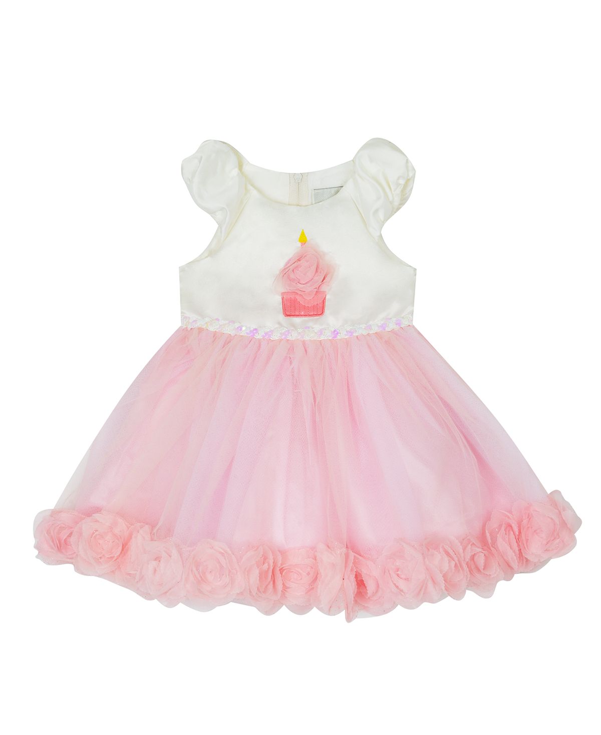 цена Атласное платье с аппликацией в форме капкейка для маленьких девочек на день рождения Rare Editions