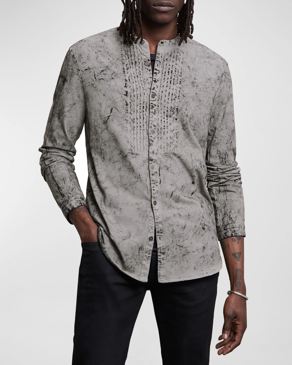 

Мужская рубашка с защипами и длинными рукавами John Varvatos, цвет Flagstone Grey