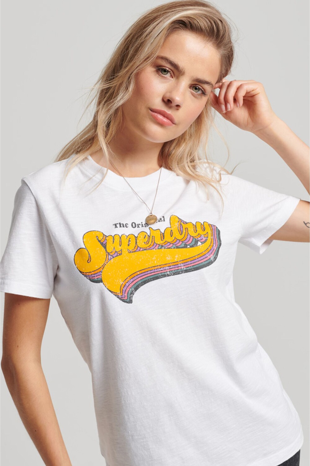

Винтажная радужная футболка Superdry, белый
