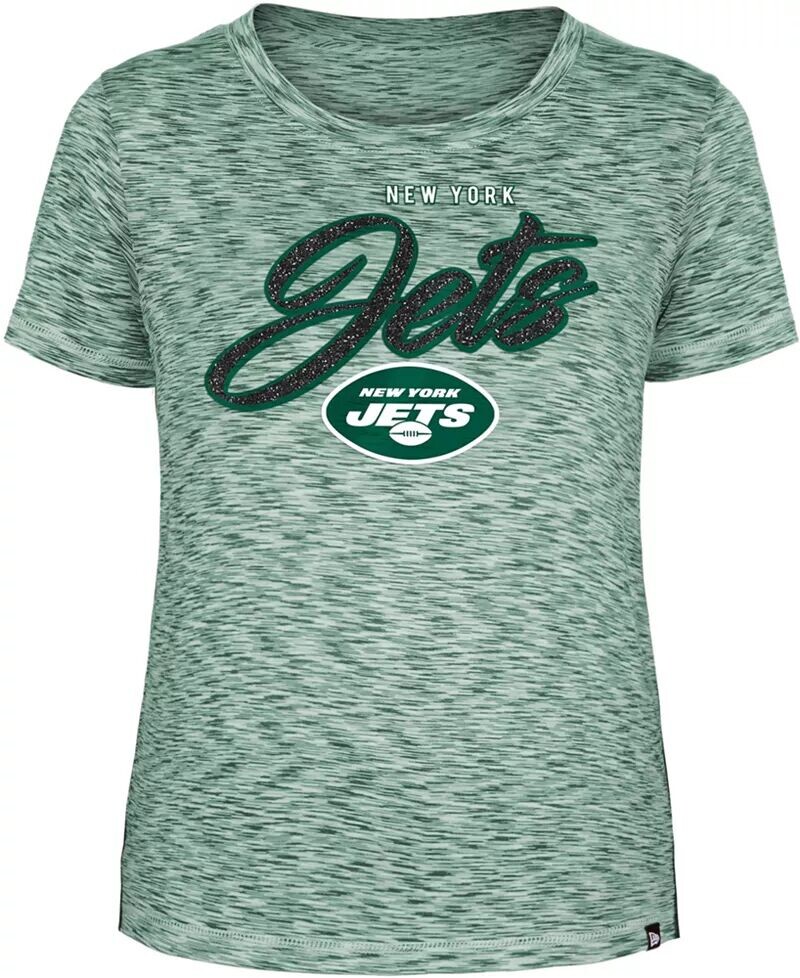 

Женская блестящая зеленая футболка New Era New York Jets Space Dye