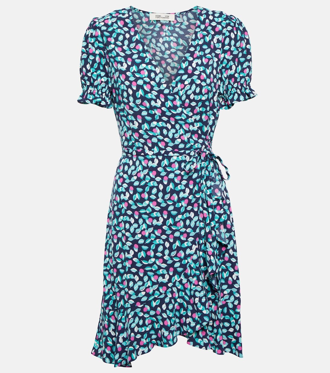 

Мини-платье с запахом и принтом DIANE VON FURSTENBERG, синий