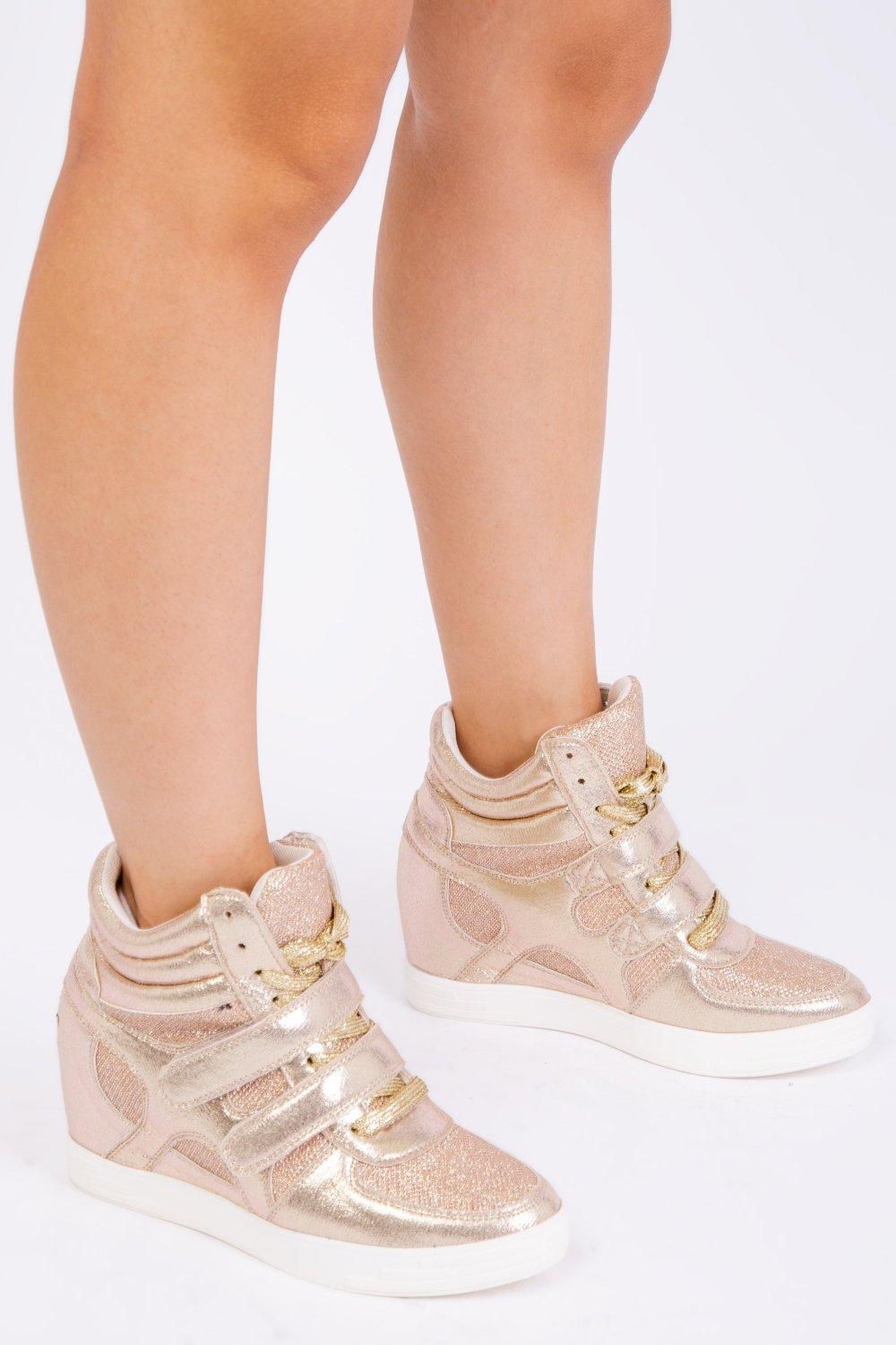 Кроссовки 'Hitop' Wedge Trainers With A Front Lace Up Where's That From, золото