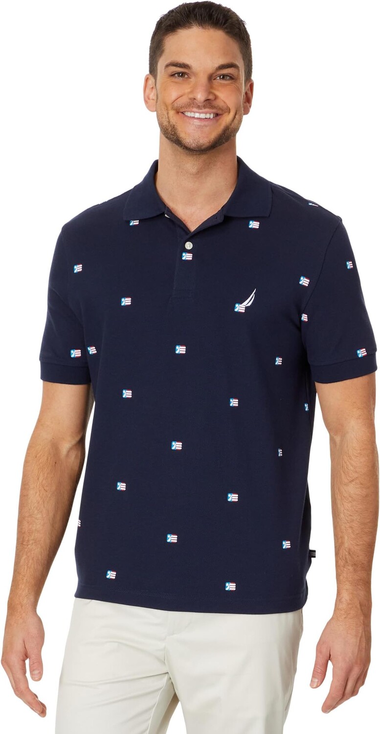 

Рубашка-поло Sustainably Crafted Classic Fit Printed Polo Nautica, цвет Navy Seas