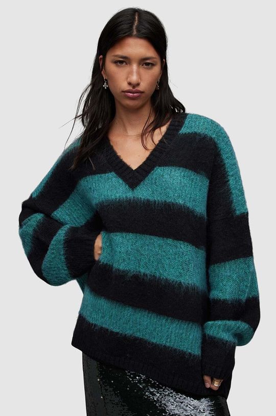 цена LOU SPARKLE VNECK свитер из смесовой шерсти AllSaints, черный