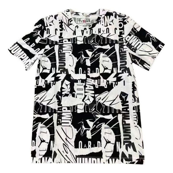 Футболка Men's Air Jordan Graffiti Full Print Pullover Round Neck Short Sleeve Black White T-Shirt, черный
