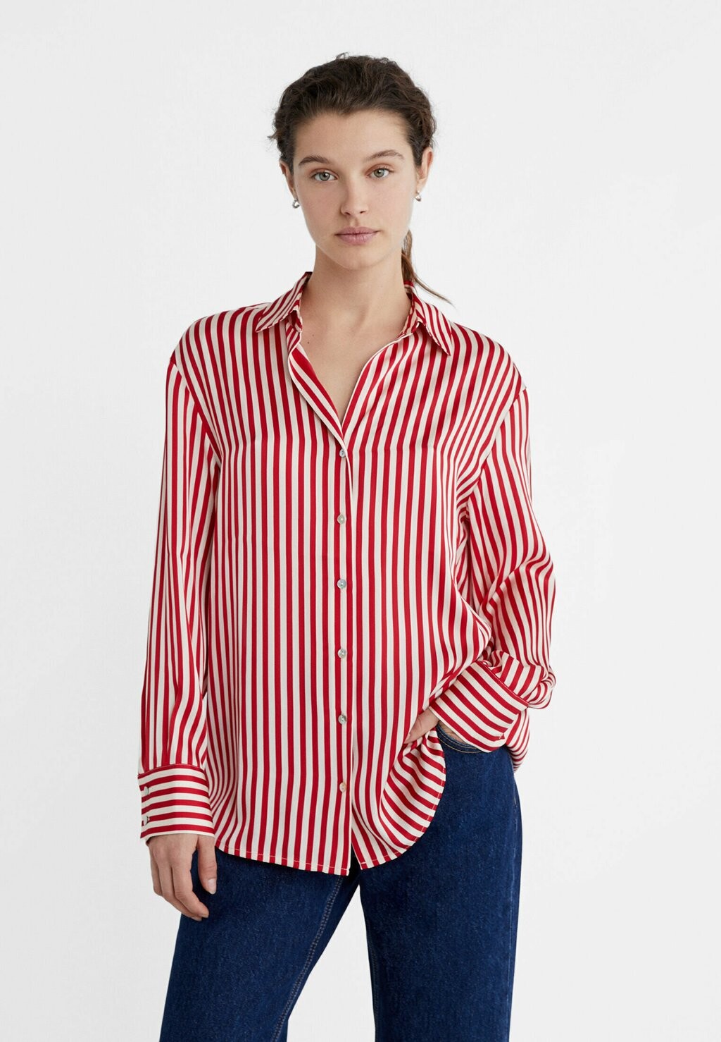 

Рубашка Collared Stradivarius, красный