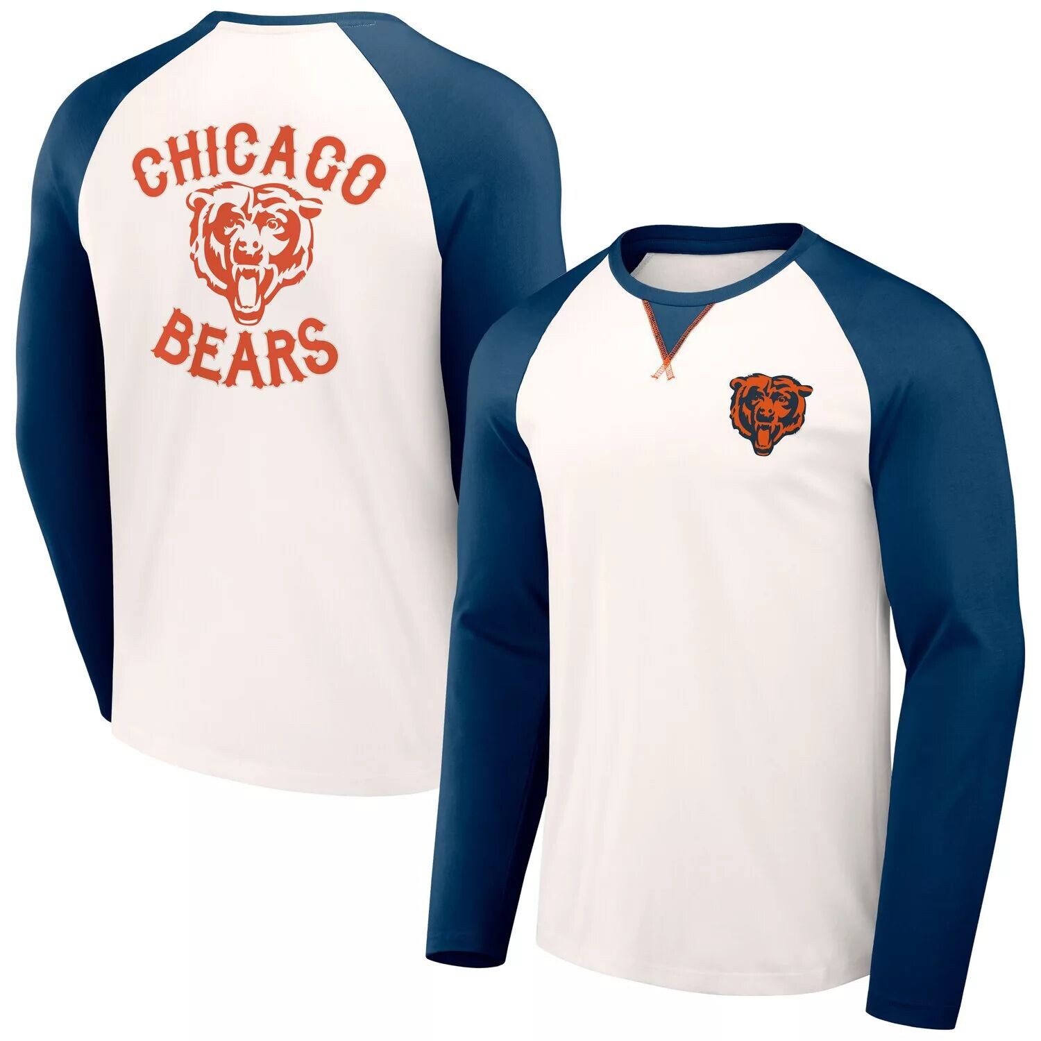 

Мужская футболка NFL x Darius Rucker Collection от Fanatics кремового/темно-синего цвета с длинным рукавом реглан Chicago Bears, Синий