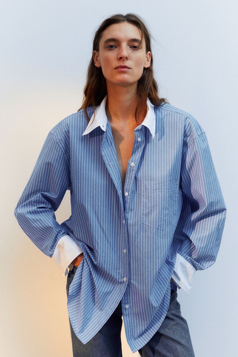 

Рубашка из поплина оверсайз H&M