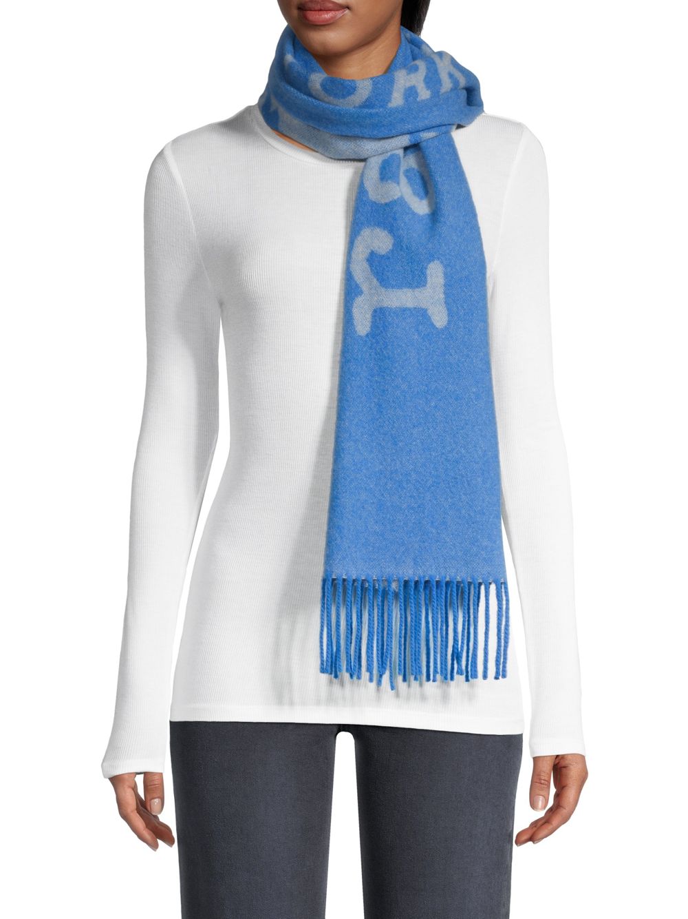 цена Узкий шарф Addison из переработанной шерсти rag & bone, синий