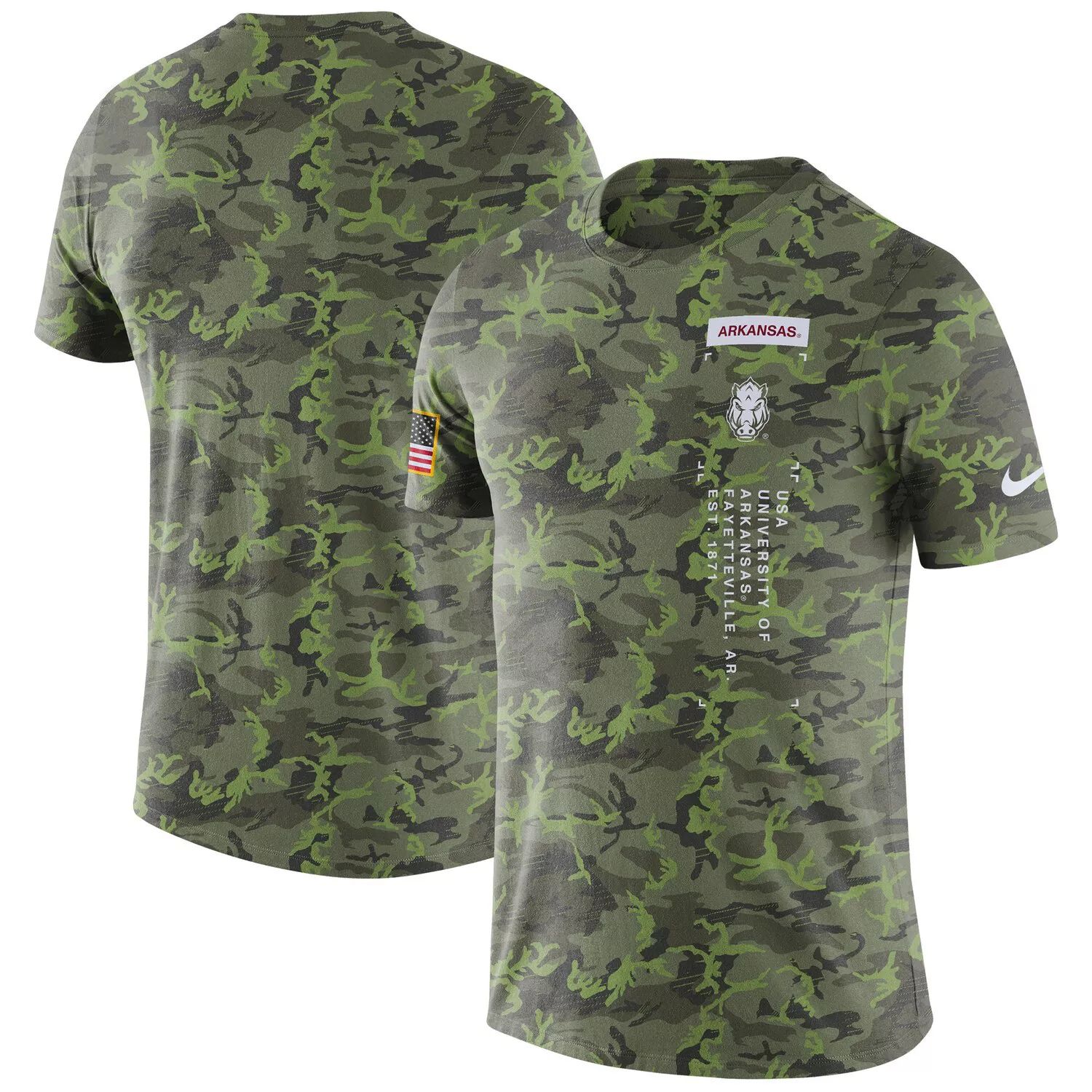 цена Мужская камуфляжная футболка в стиле милитари Arkansas Razorbacks Nike