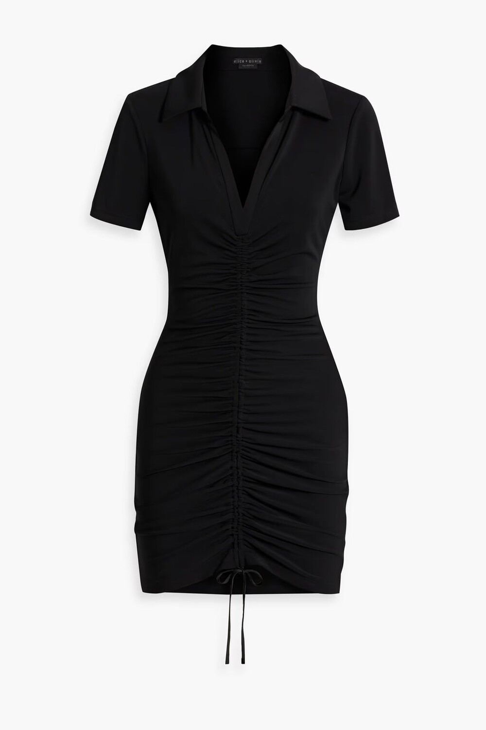 

Платье мини Marsha из эластичного джерси со сборками Alice + Olivia, черный
