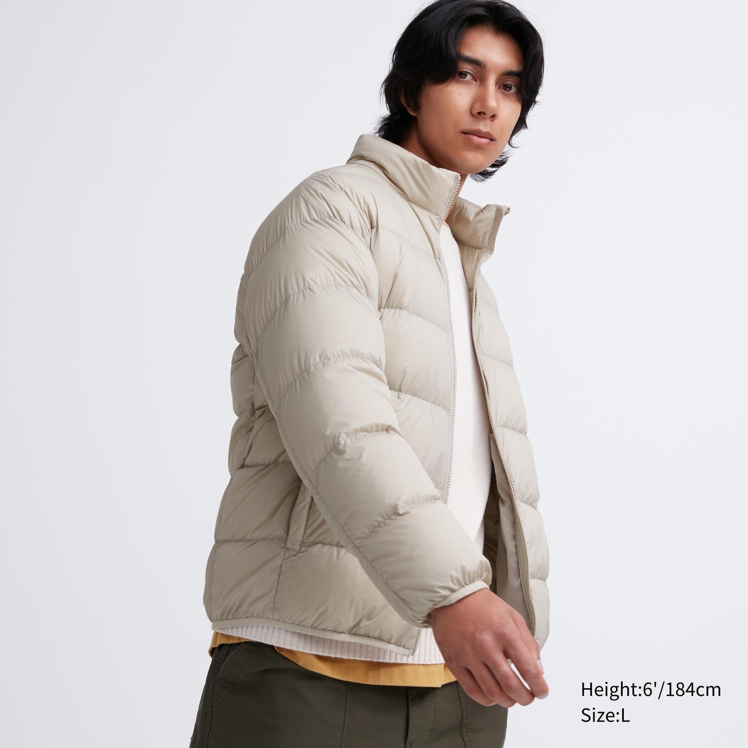 

Пуховик UNIQLO с антистатической подкладкой, бежевый