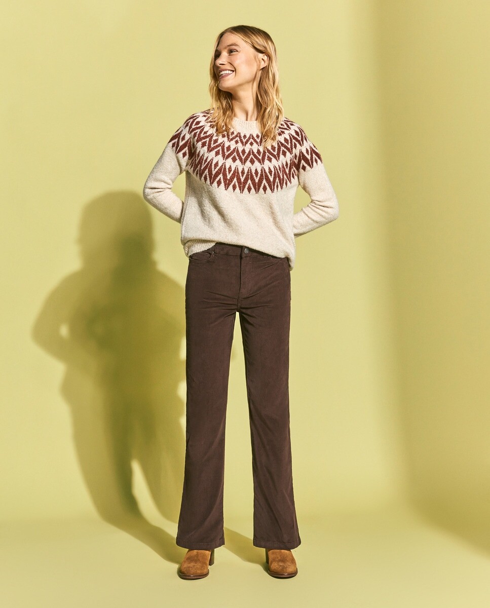 

Женские брюки-клеш из микровельвета Southern Cotton, темно коричневый