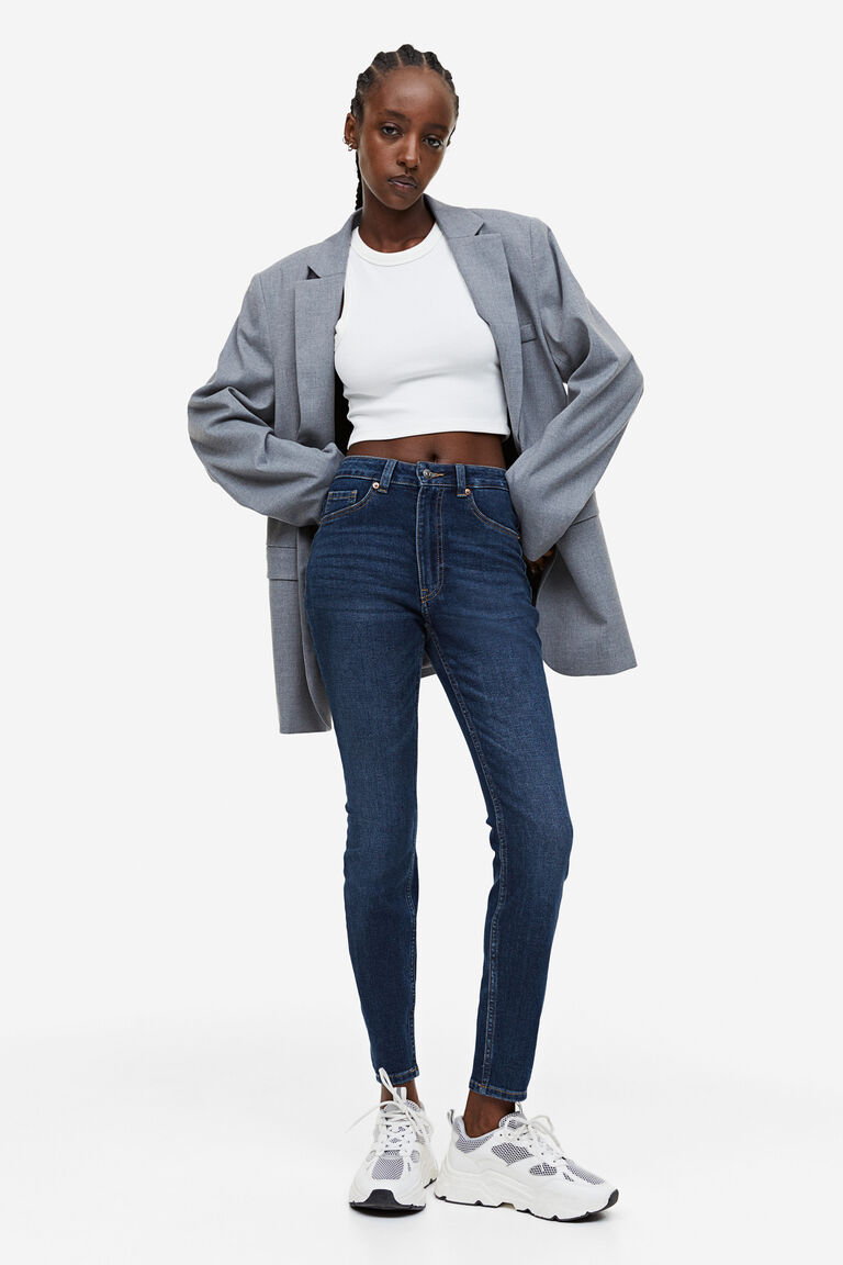 Высокие джинсы скинни H&M, синий