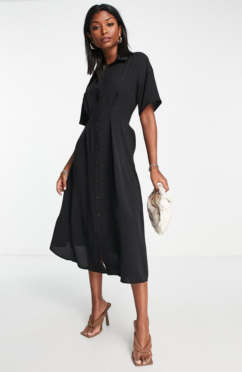 

Платье-рубашка миди ASOS DESIGN, черный
