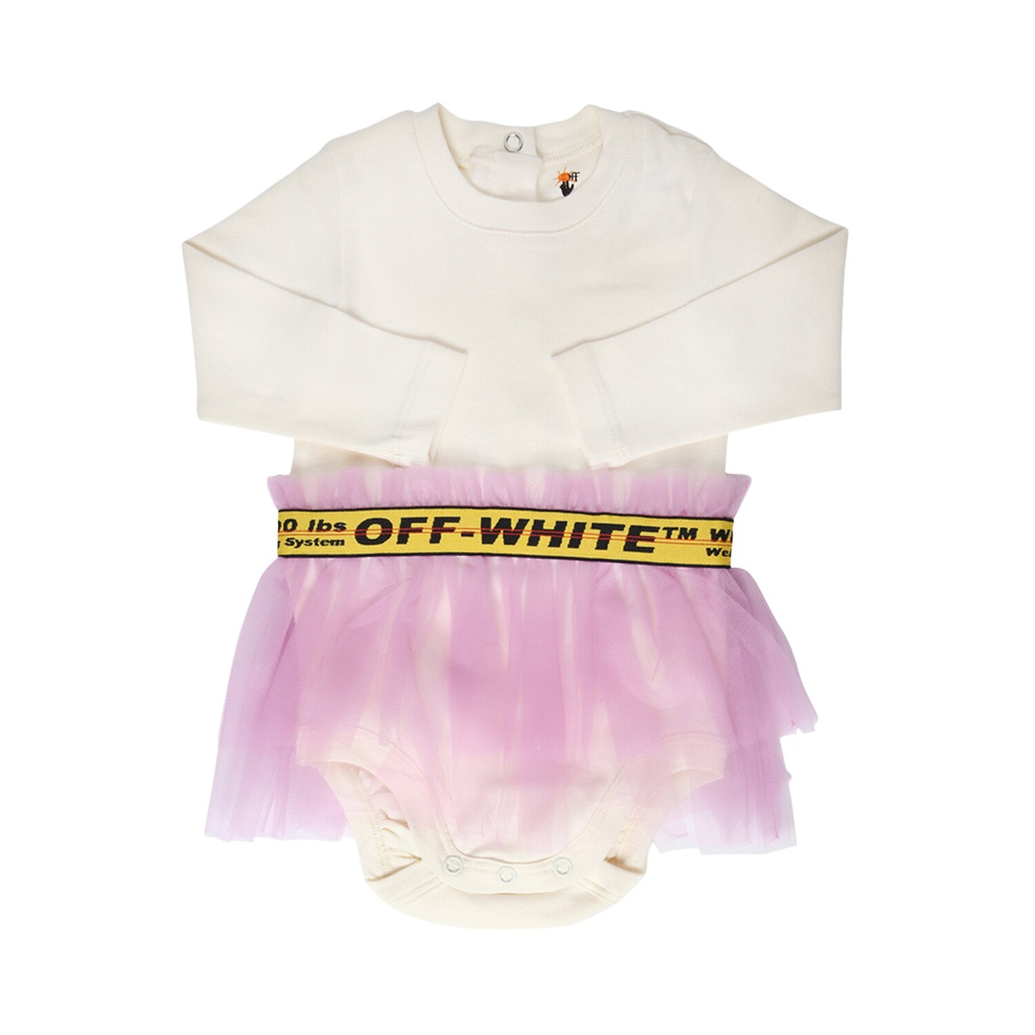 

Off-White Kids Платье-боди из тюля с логотипом, Off White/Pink