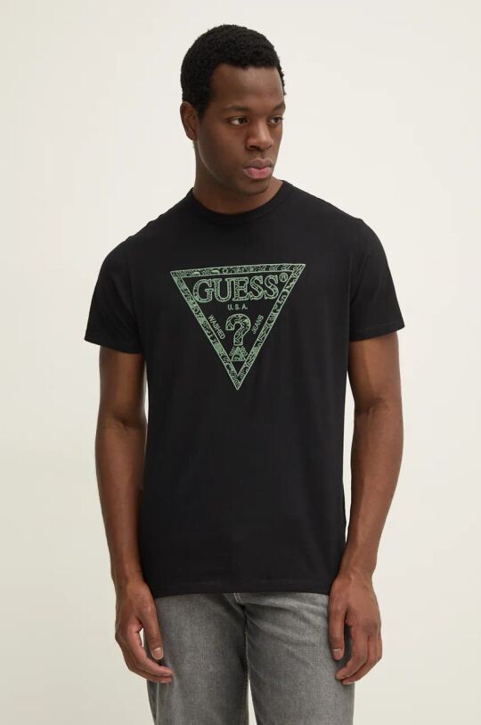 

Хлопковая футболка Guess, черный