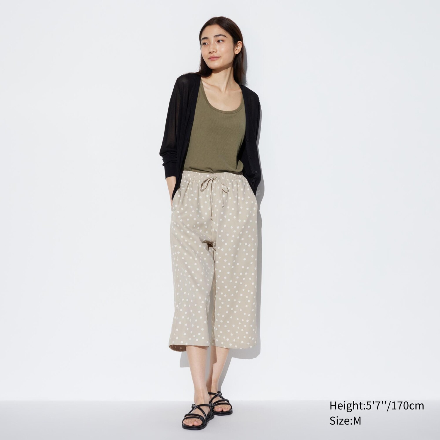 

Шорты Uniqlo AIRism Relaco 3/4 Dots, естественный