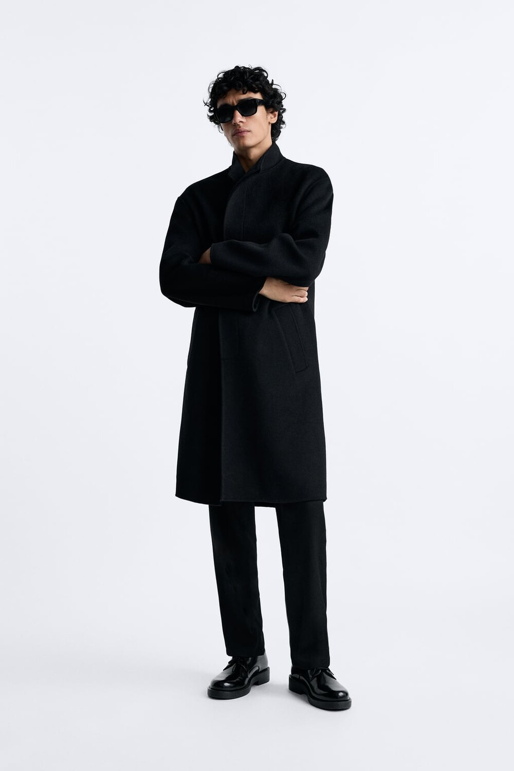 

Двустороннее пальто из шерсти 100 ZARA, черный