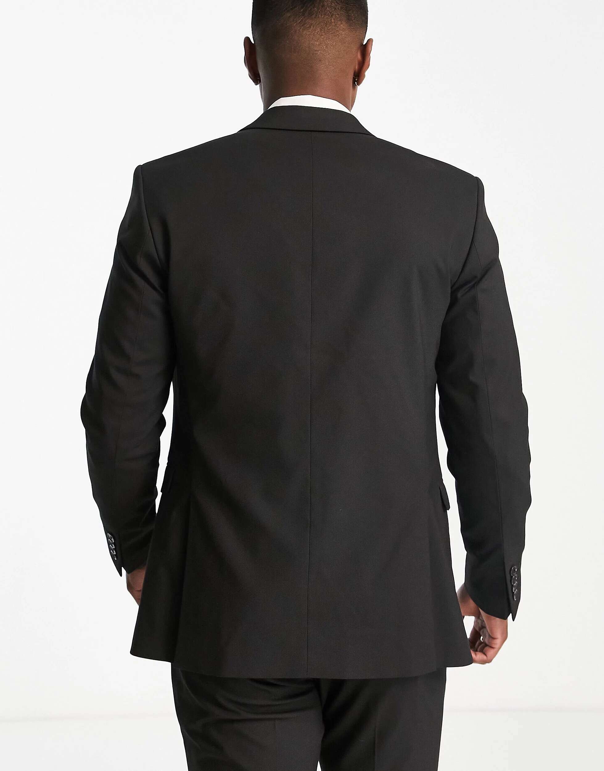 Черный эластичный пиджак приталенного кроя Selected Homme светло серый пиджак приталенного кроя selected homme
